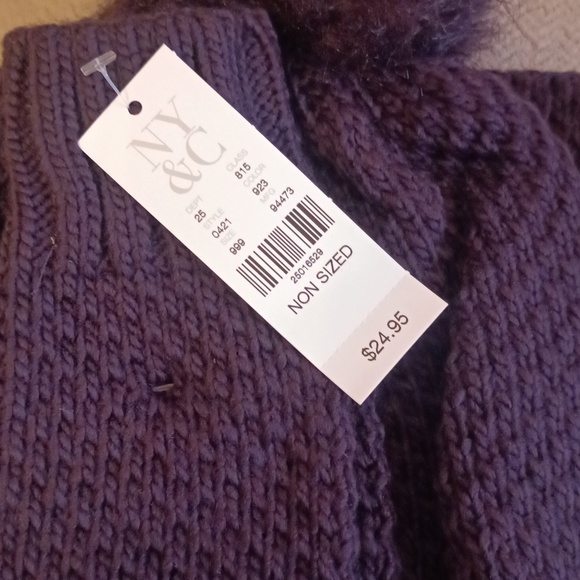 New York & Company Knit Hat with PomPom Loop Scarf - Picture 2 of 5